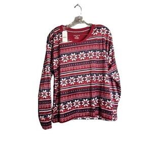 Nautica Silky Stretch Microfleece Sweater Fair Isle Purple Size Medium